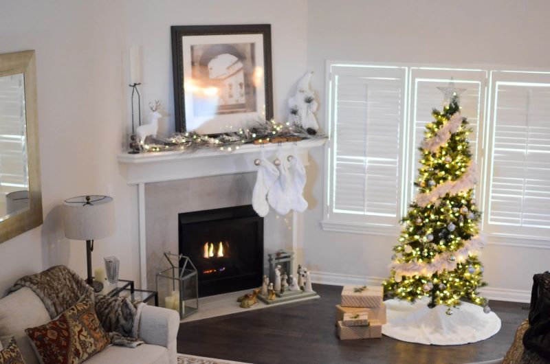 big tree near fireplace